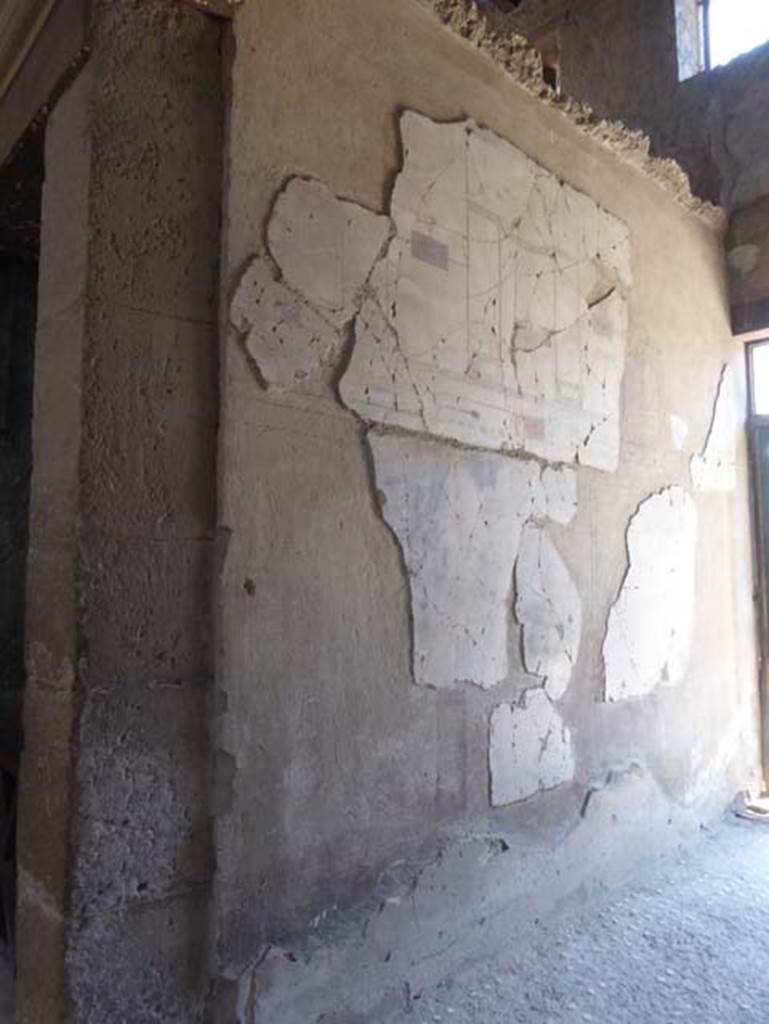 III,11, Herculaneum, June 2017, Room 1, painted decoration on north wall of entrance corridor, looking east. Photo courtesy of Michael Binns.